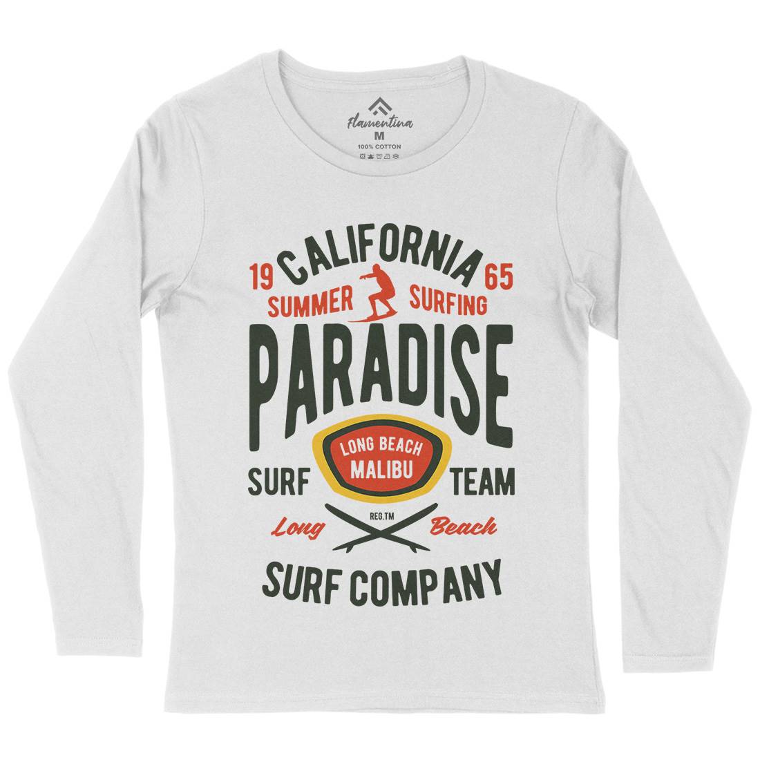 California Summer Surfing Paradise Womens Long Sleeve T-Shirt Surf B387