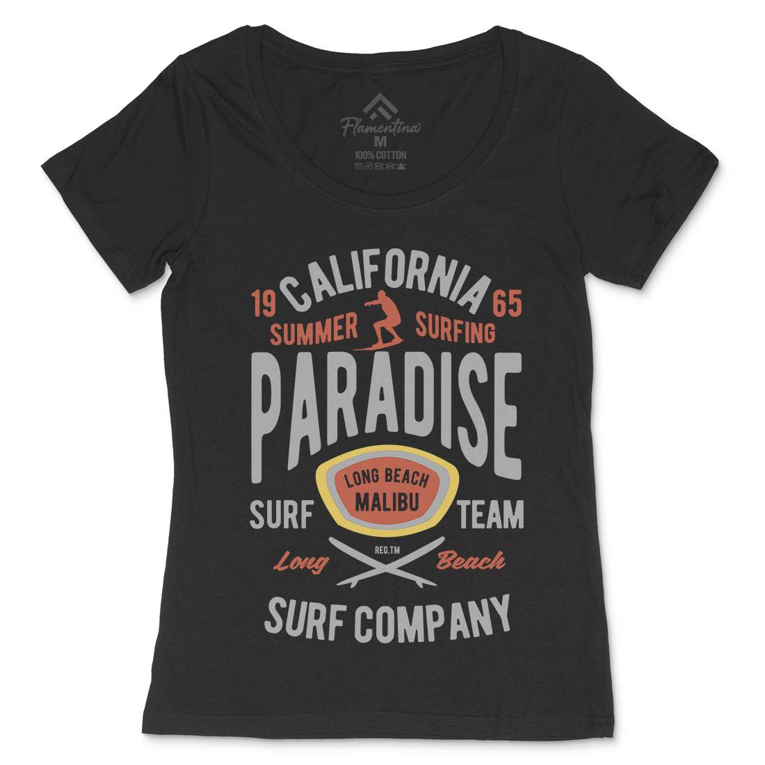 California Summer Surfing Paradise Womens Scoop Neck T-Shirt Surf B387