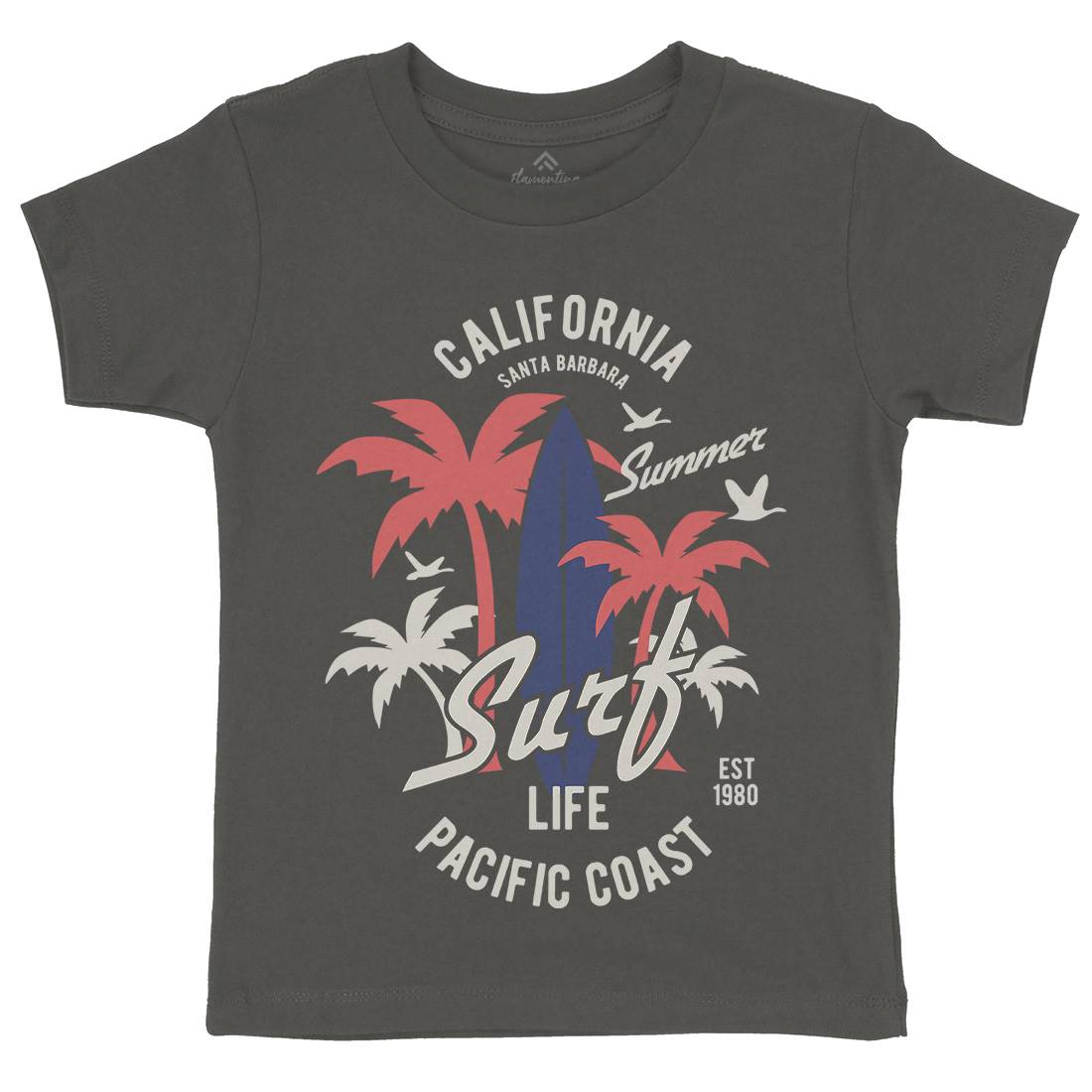 California Surfing Kids Organic Crew Neck T-Shirt Surf B388