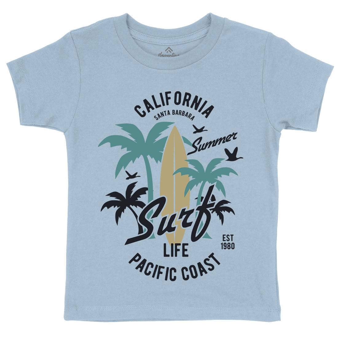 California Surfing Kids Organic Crew Neck T-Shirt Surf B388