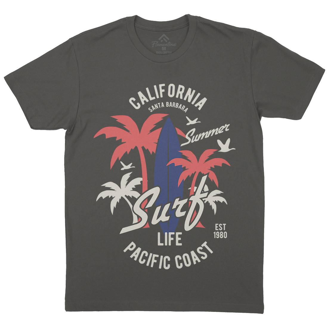 California Surfing Mens Crew Neck T-Shirt Surf B388