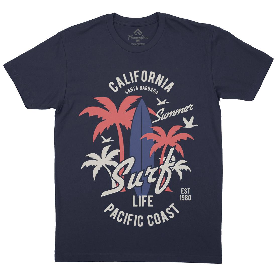 California Surfing Mens Crew Neck T-Shirt Surf B388