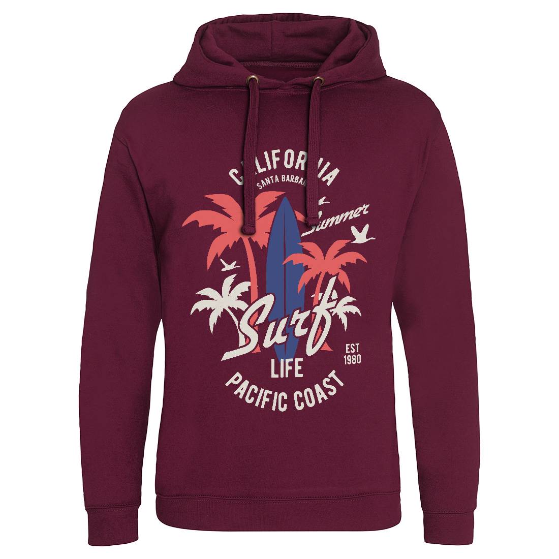 California Surfing Mens Hoodie Without Pocket Surf B388