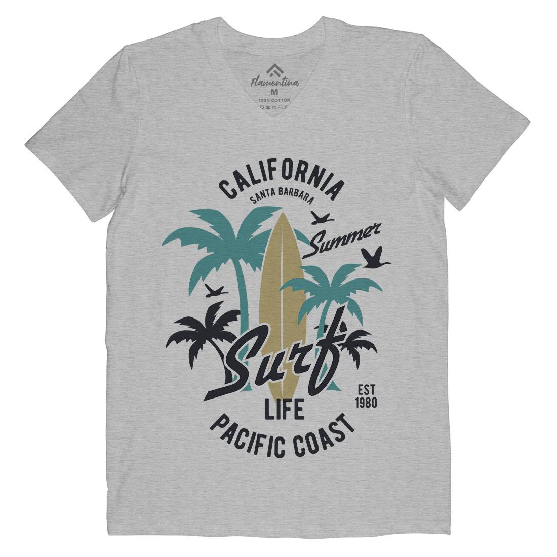 California Surfing Mens V-Neck T-Shirt Surf B388