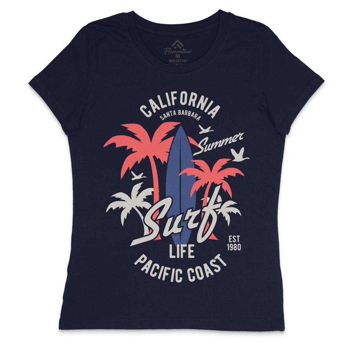 California Surfing Womens Crew Neck T-Shirt Surf B388