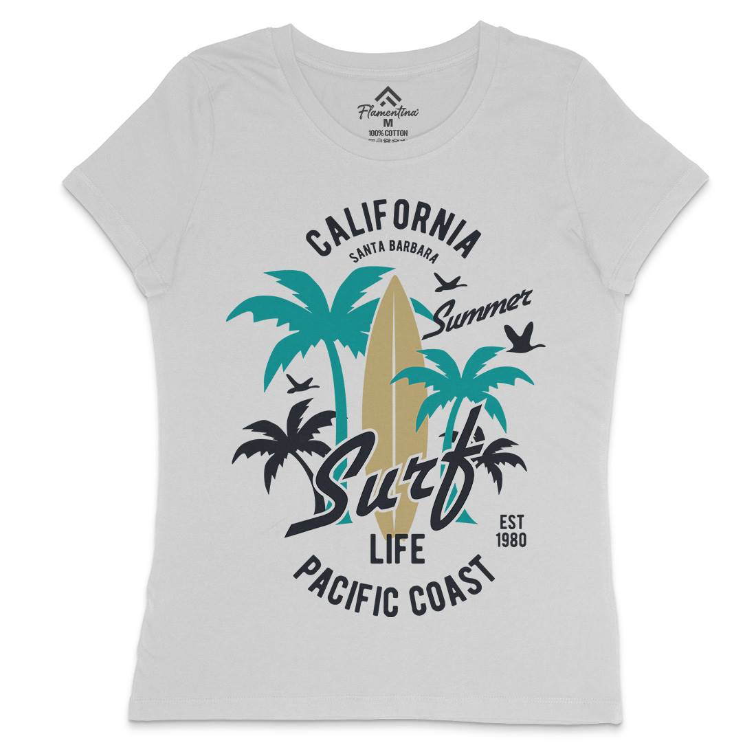 California Surfing Womens Crew Neck T-Shirt Surf B388
