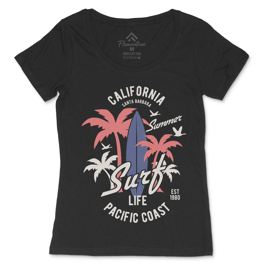 California Surfing Womens Scoop Neck T-Shirt Surf B388