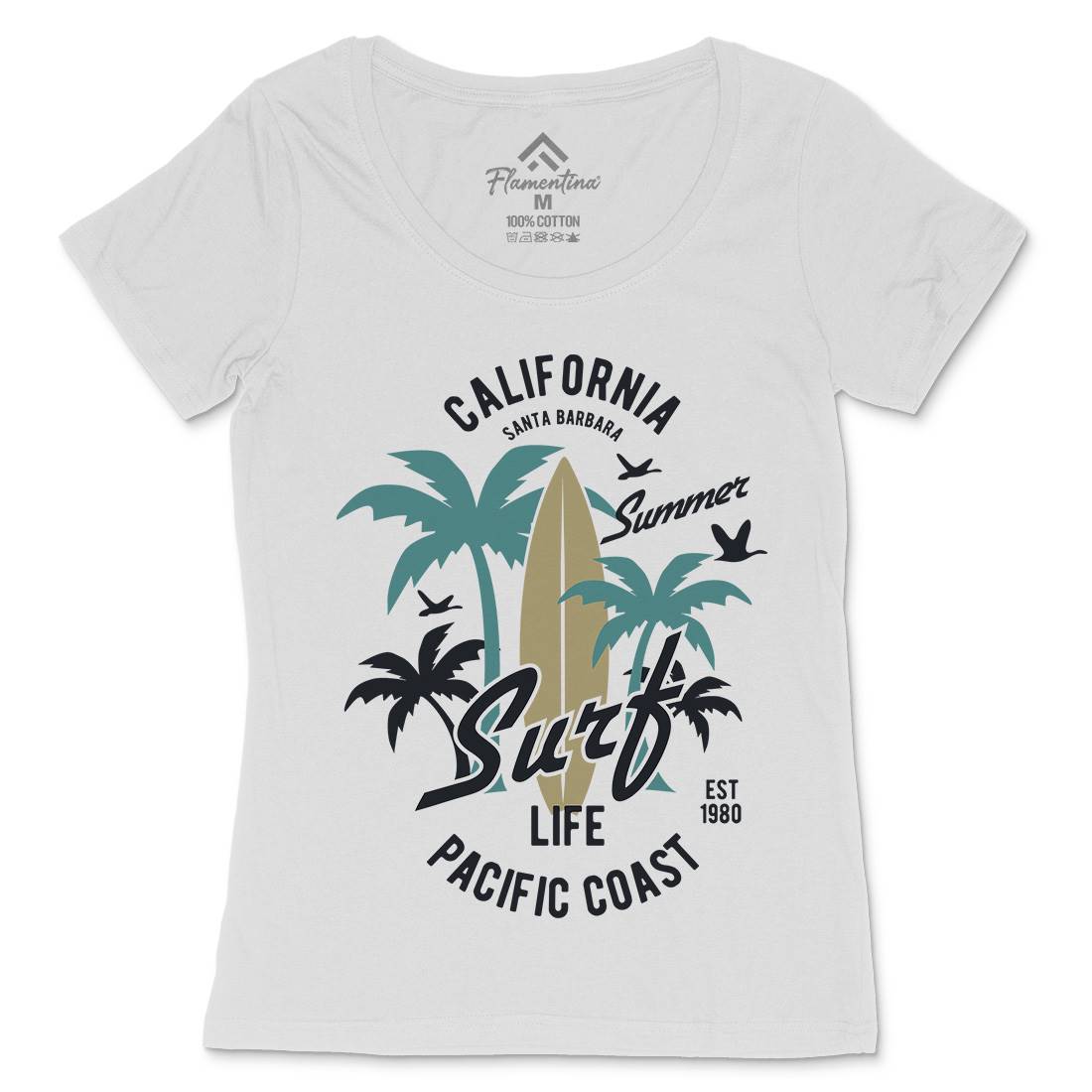 California Surfing Womens Scoop Neck T-Shirt Surf B388