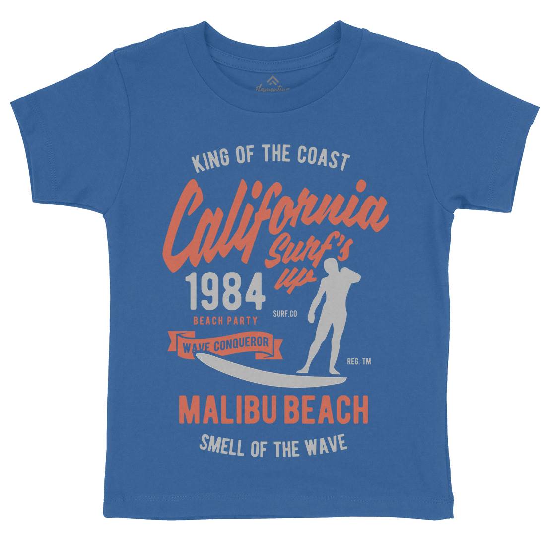 California Surfs Up Kids Organic Crew Neck T-Shirt Surf B389