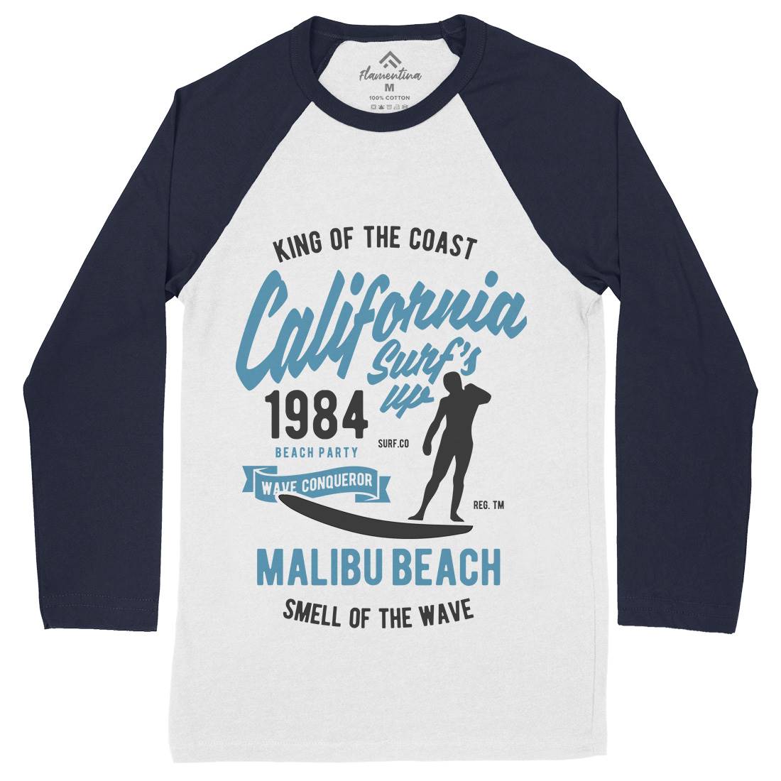 California Surfs Up Mens Long Sleeve Baseball T-Shirt Surf B389