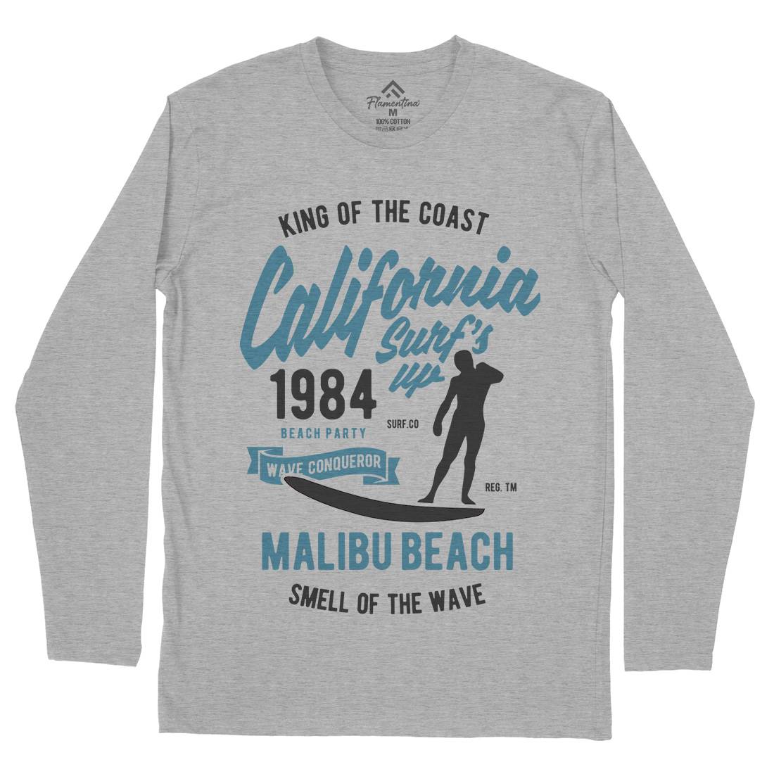California Surfs Up Mens Long Sleeve T-Shirt Surf B389