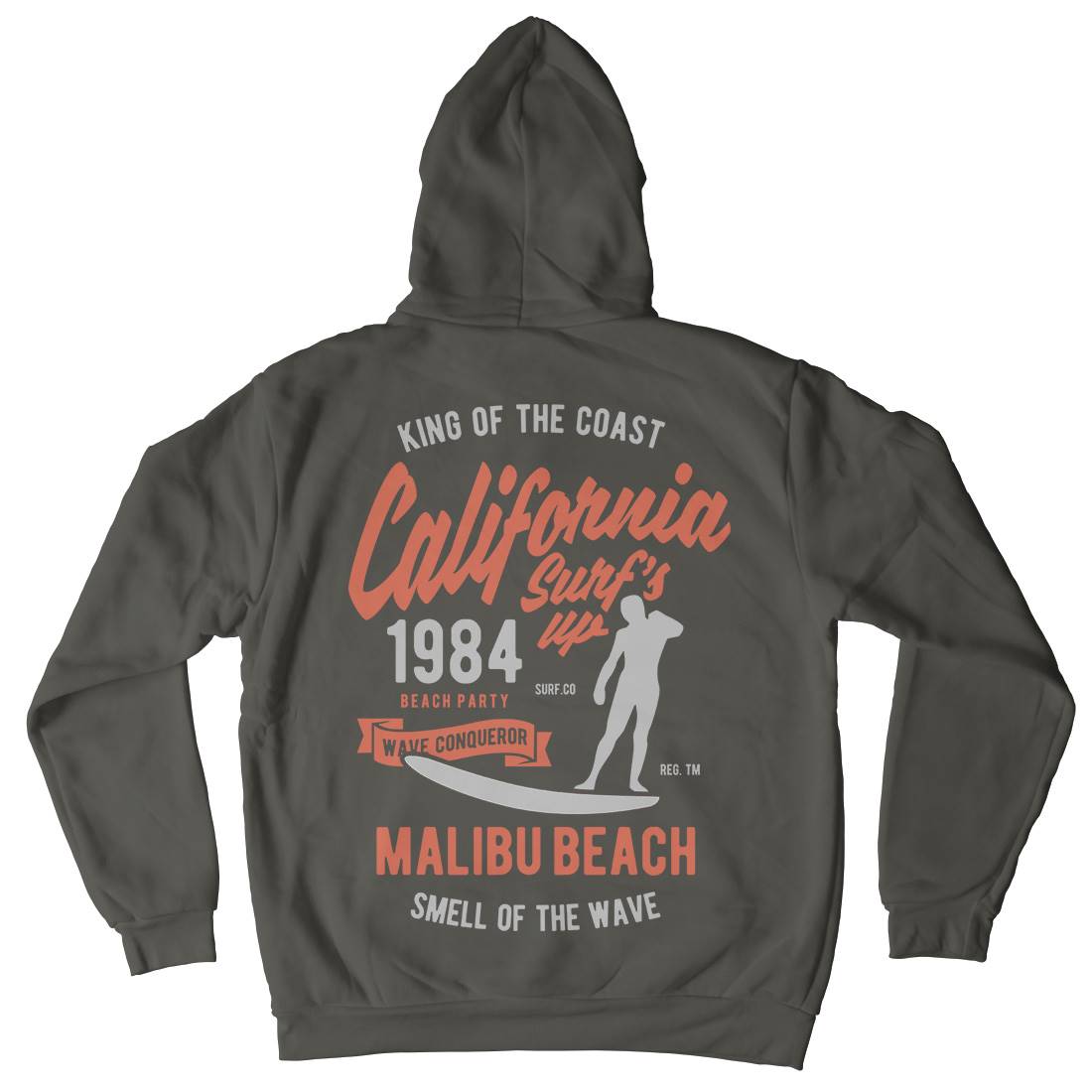 California Surfs Up Mens Hoodie With Pocket Surf B389