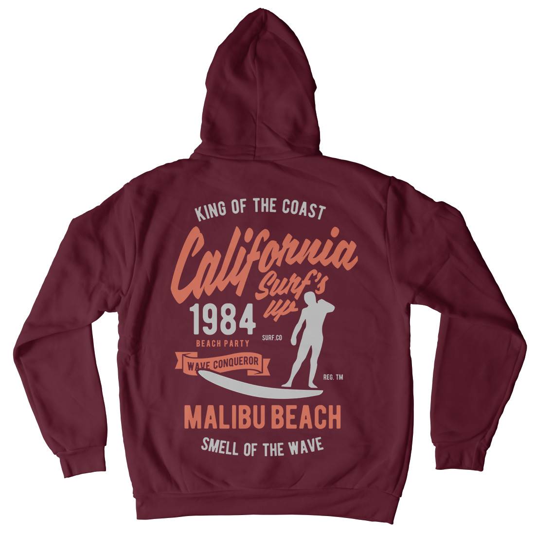 California Surfs Up Mens Hoodie With Pocket Surf B389