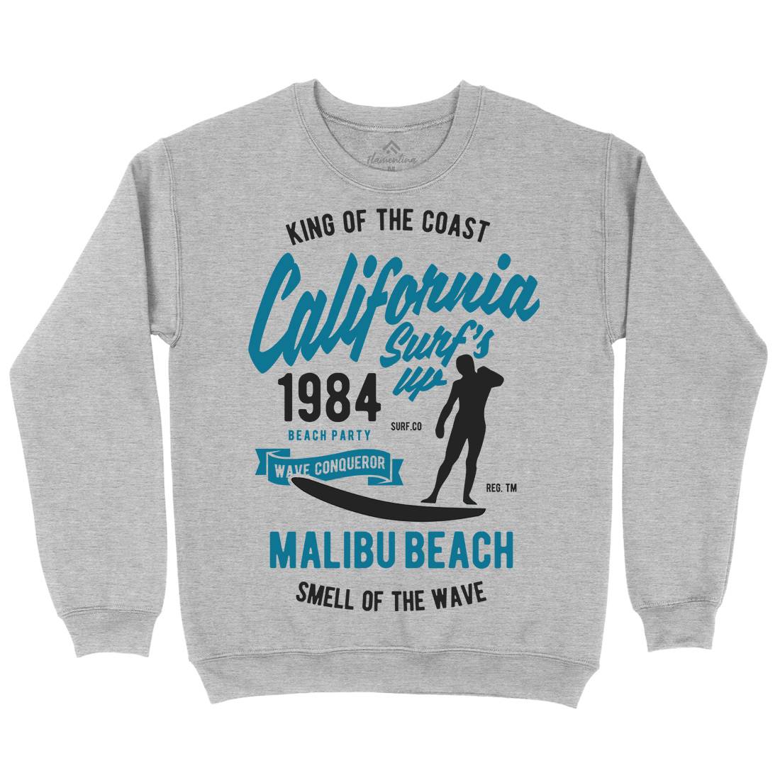 California Surfs Up Mens Crew Neck Sweatshirt Surf B389