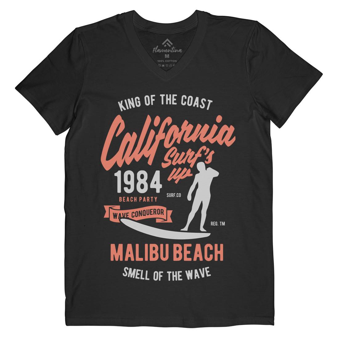 California Surfs Up Mens V-Neck T-Shirt Surf B389