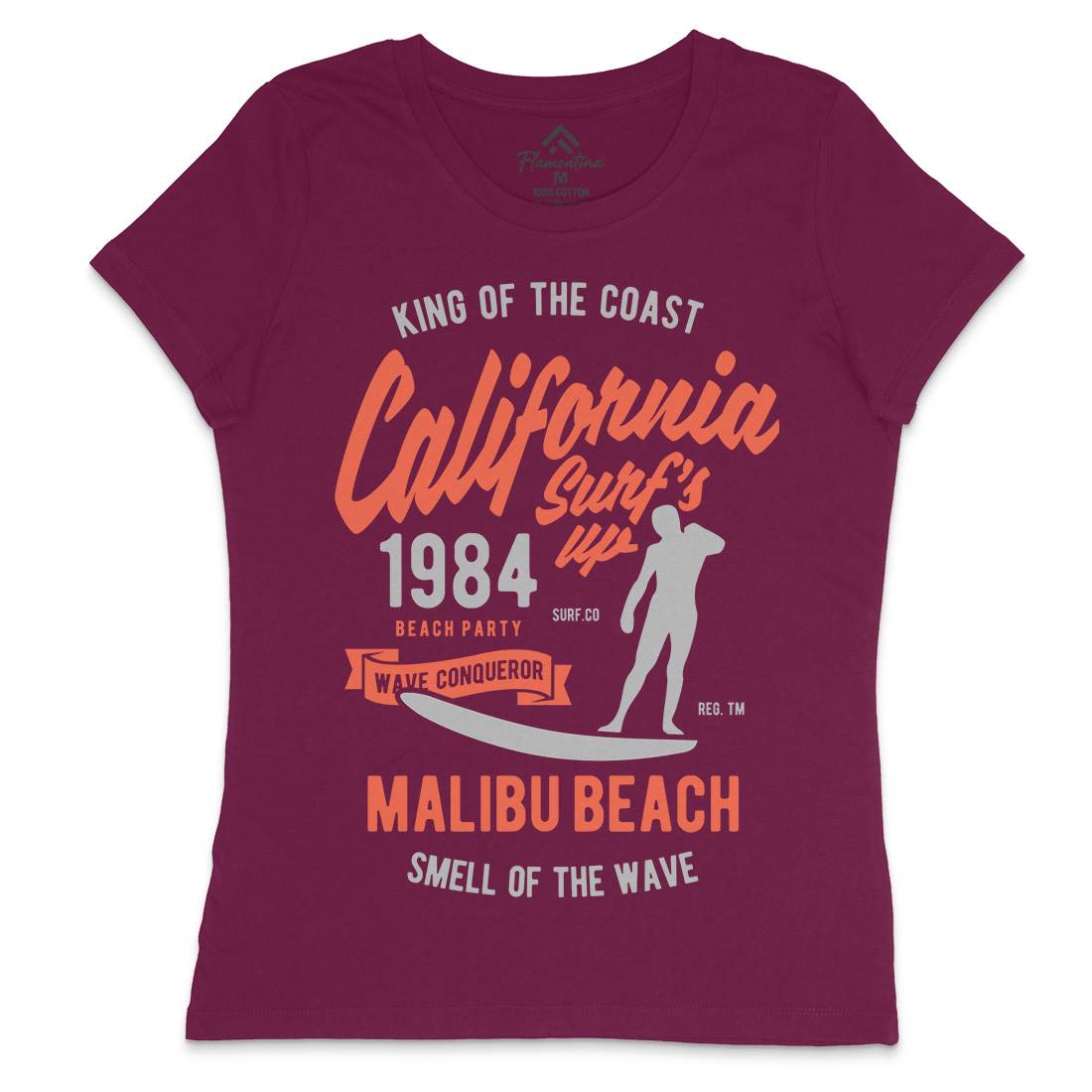 California Surfs Up Womens Crew Neck T-Shirt Surf B389