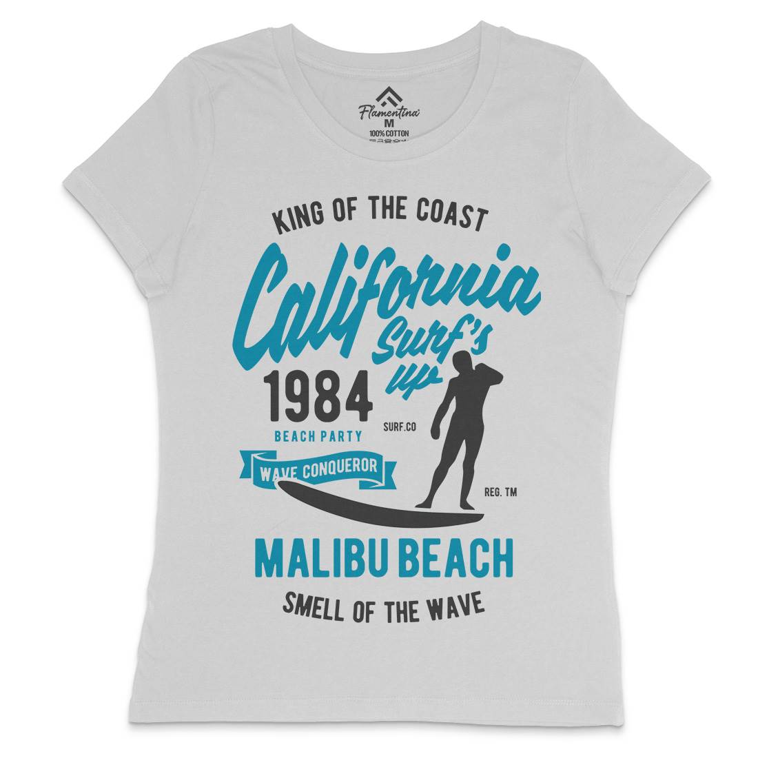 California Surfs Up Womens Crew Neck T-Shirt Surf B389