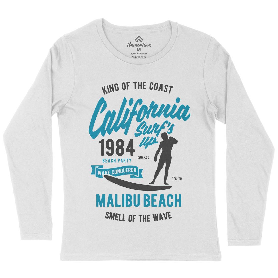 California Surfs Up Womens Long Sleeve T-Shirt Surf B389