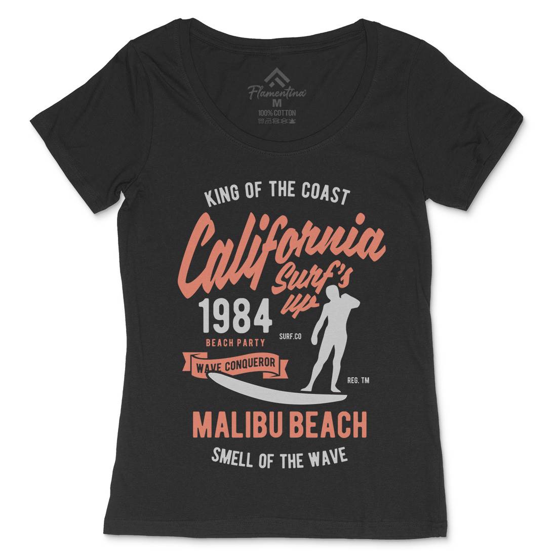 California Surfs Up Womens Scoop Neck T-Shirt Surf B389