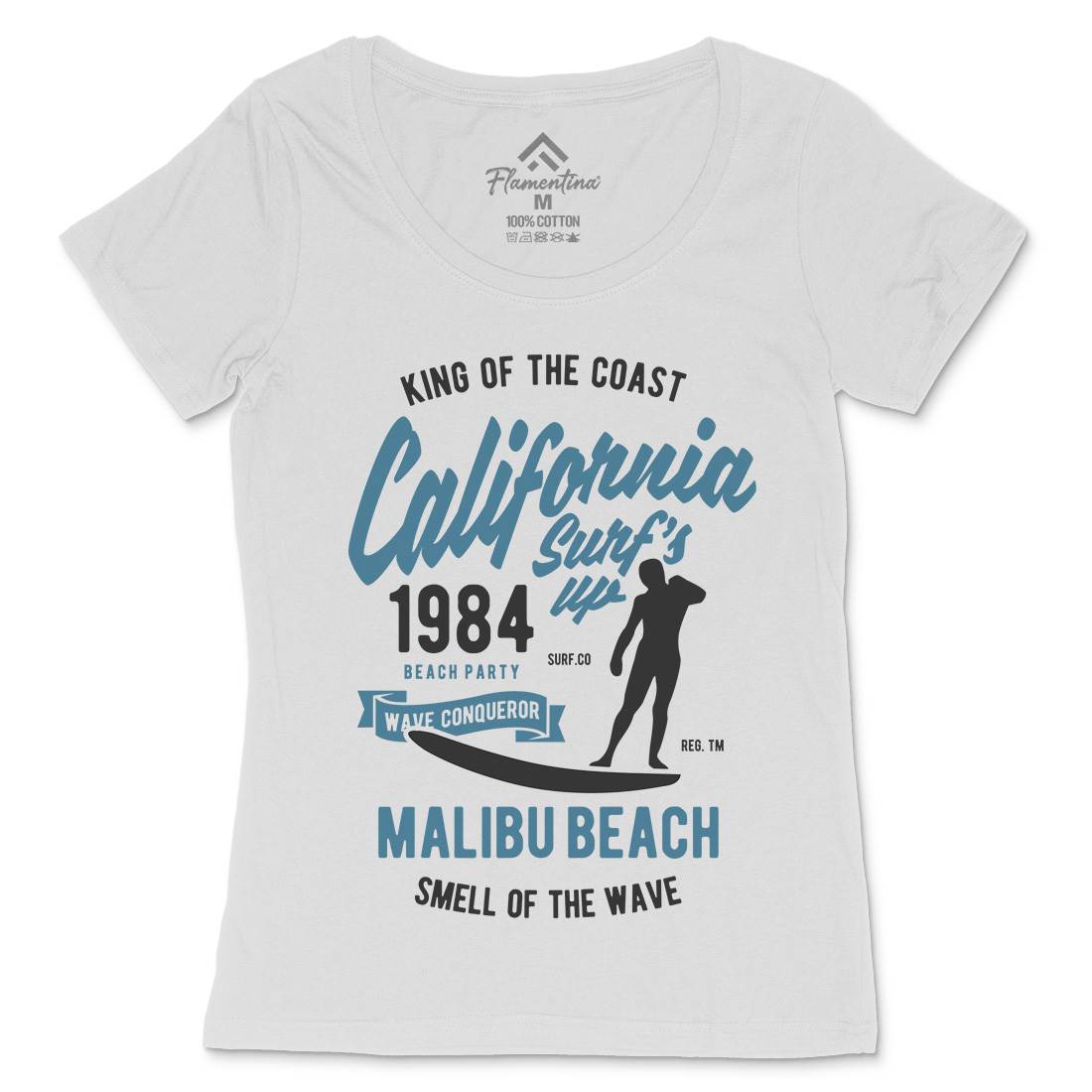 California Surfs Up Womens Scoop Neck T-Shirt Surf B389