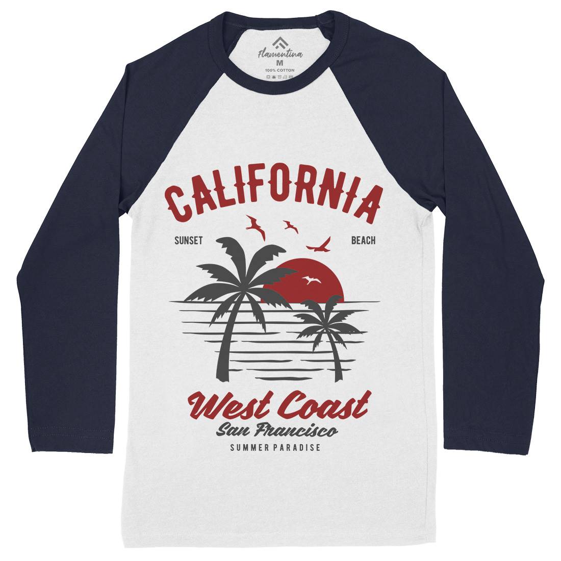 California West Coast Mens Long Sleeve Baseball T-Shirt Nature B390