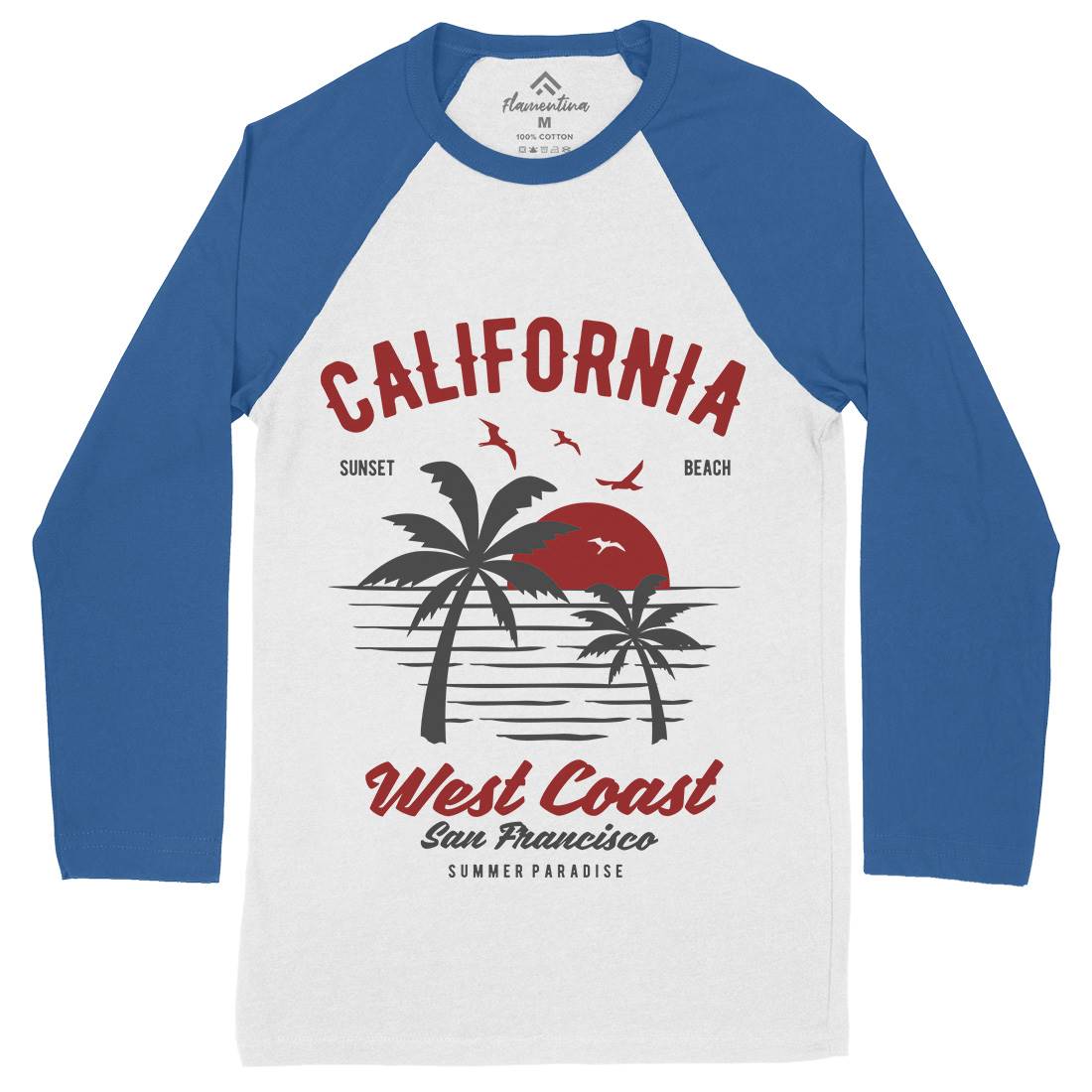 California West Coast Mens Long Sleeve Baseball T-Shirt Nature B390