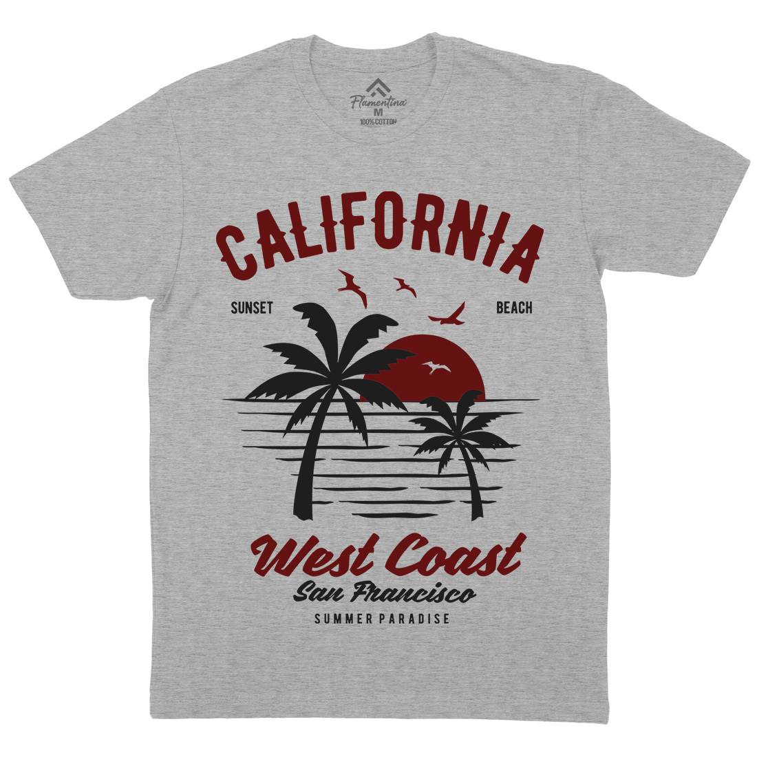 California West Coast Mens Crew Neck T-Shirt Nature B390