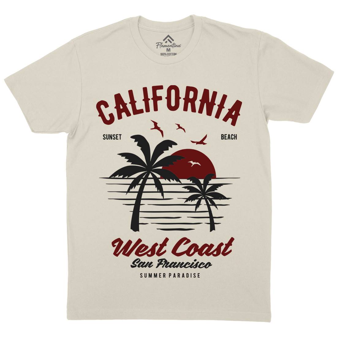 California West Coast Mens Organic Crew Neck T-Shirt Nature B390