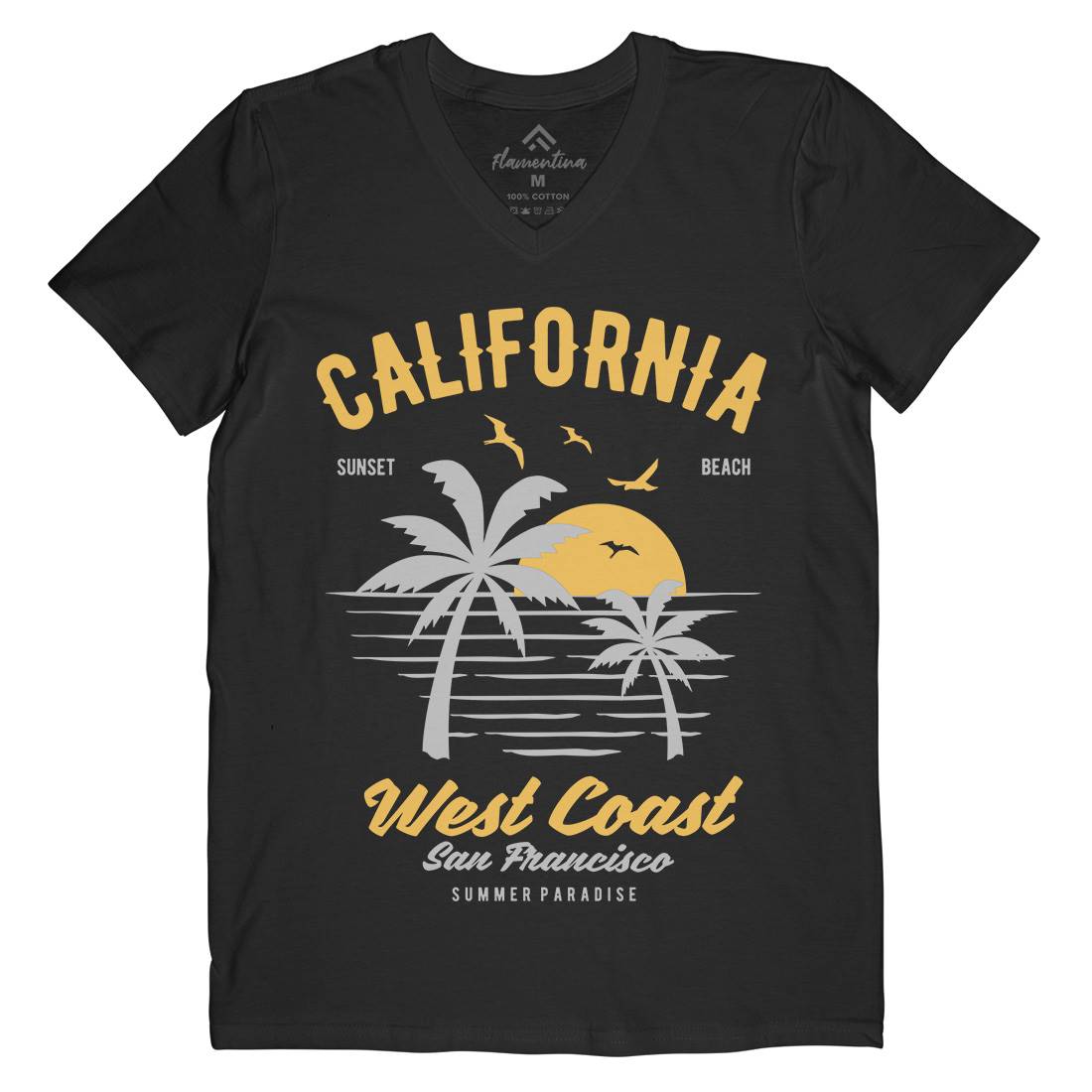 California West Coast Mens V-Neck T-Shirt Nature B390