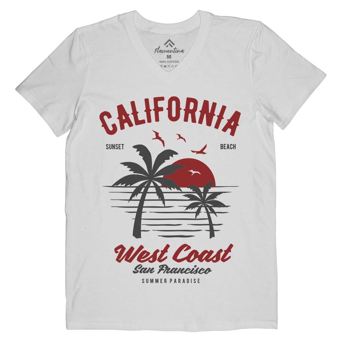 California West Coast Mens V-Neck T-Shirt Nature B390