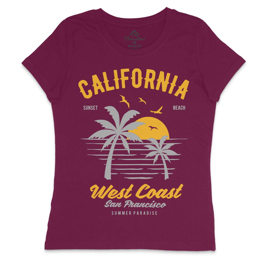 California West Coast Womens Crew Neck T-Shirt Nature B390