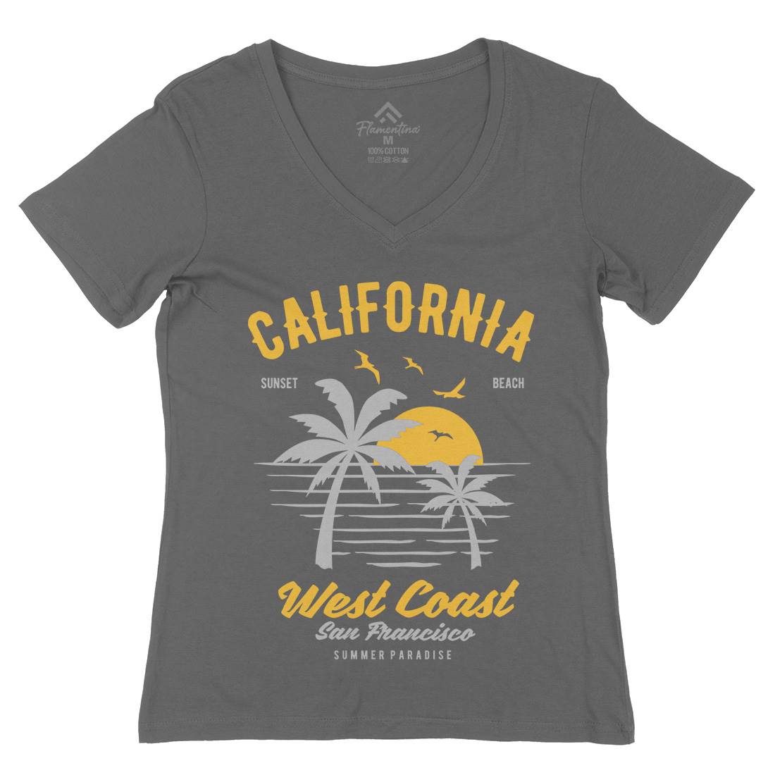 California West Coast Womens Organic V-Neck T-Shirt Nature B390