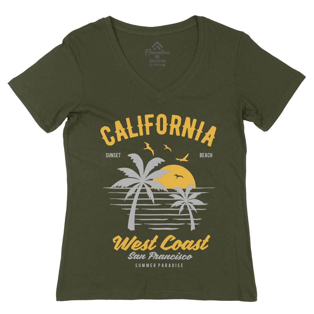 California West Coast Womens Organic V-Neck T-Shirt Nature B390