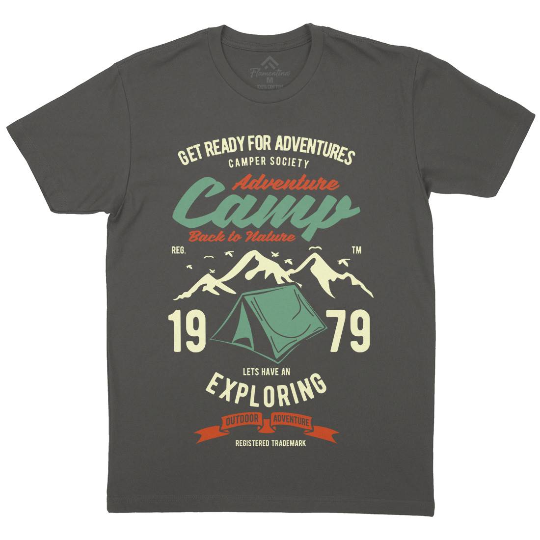 Camp Adventure Mens Organic Crew Neck T-Shirt Nature B391