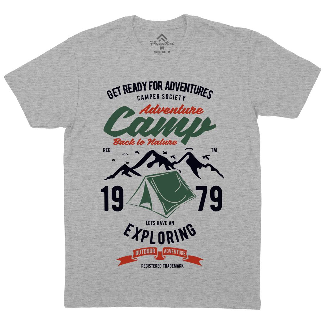 Camp Adventure Mens Organic Crew Neck T-Shirt Nature B391