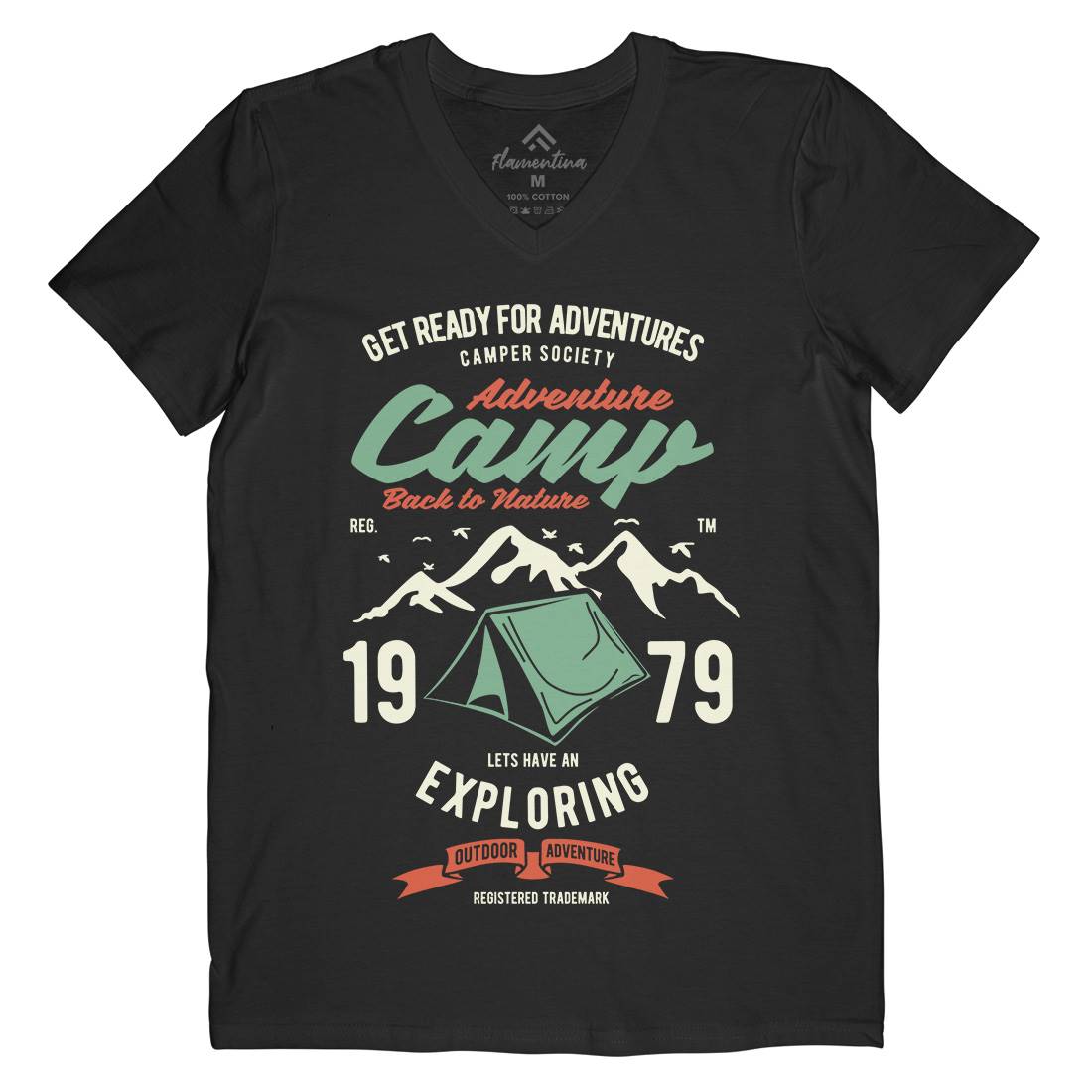 Camp Adventure Mens V-Neck T-Shirt Nature B391