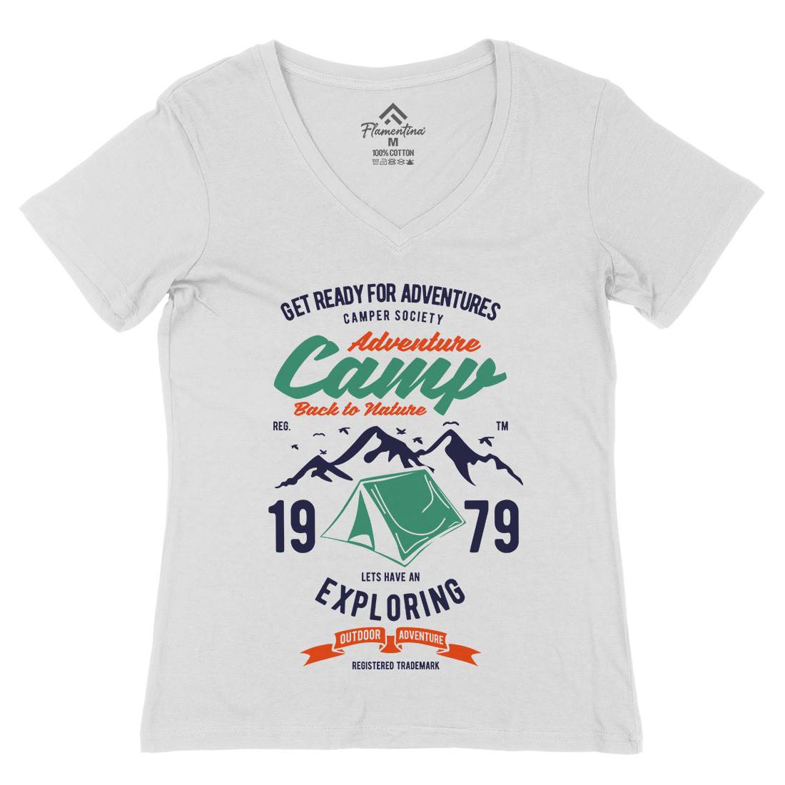 Camp Adventure Womens Organic V-Neck T-Shirt Nature B391