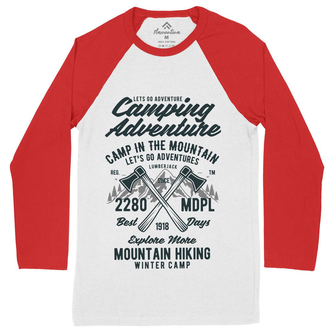Camping Adventure Mens Long Sleeve Baseball T-Shirt Nature B392