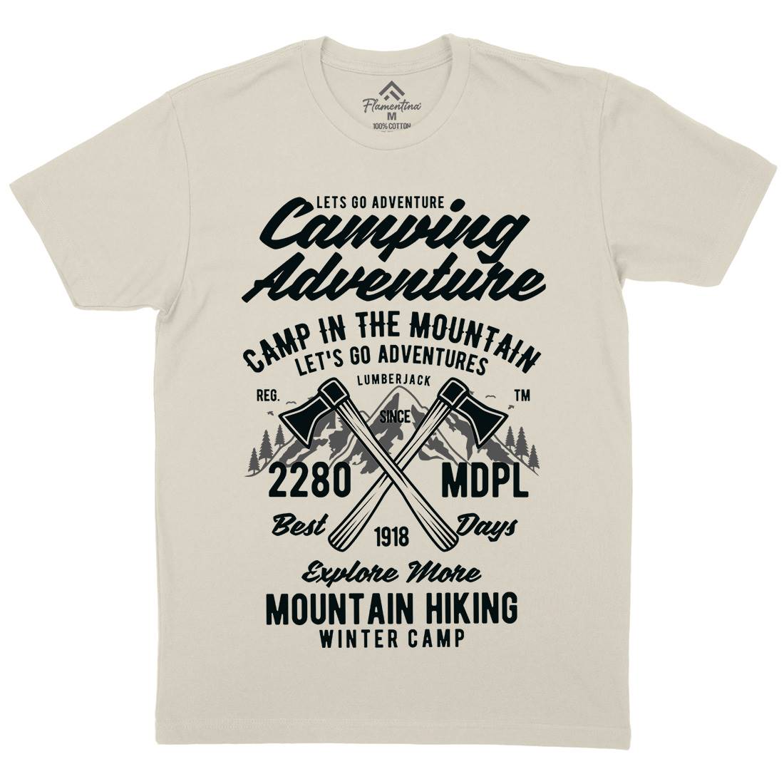 Camping Adventure Mens Organic Crew Neck T-Shirt Nature B392