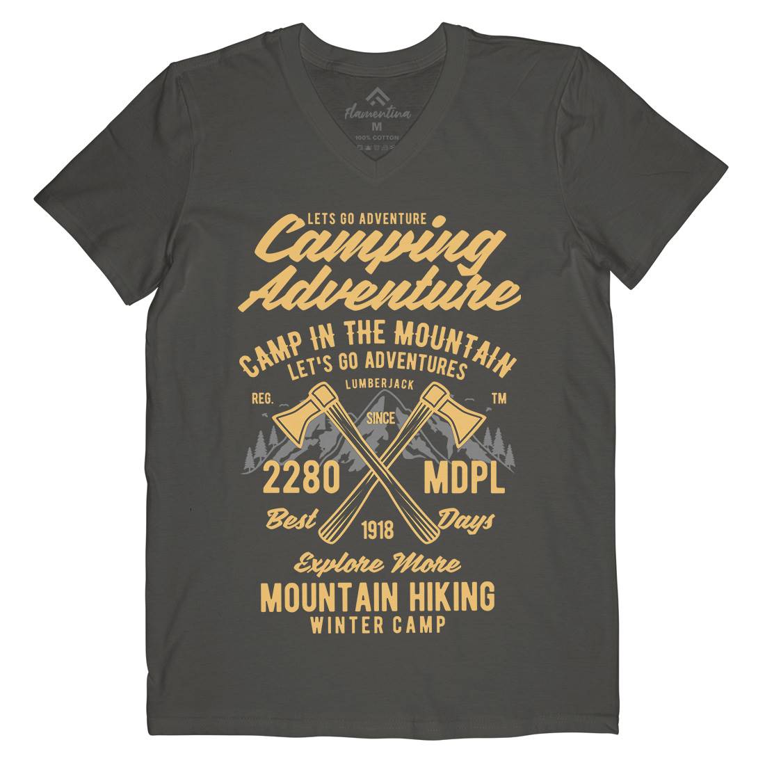 Camping Adventure Mens V-Neck T-Shirt Nature B392