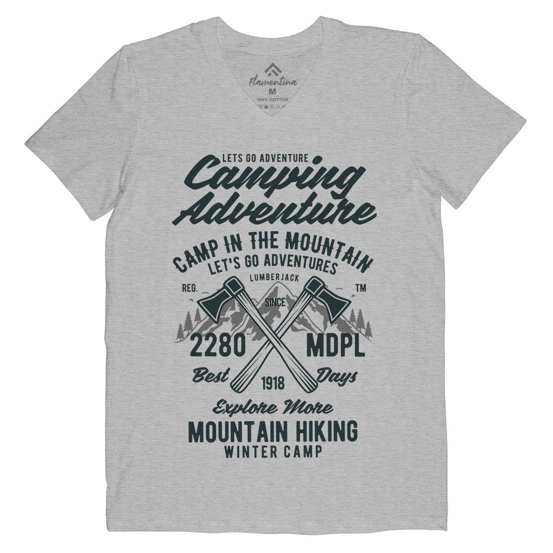 Camping Adventure Mens V-Neck T-Shirt Nature B392