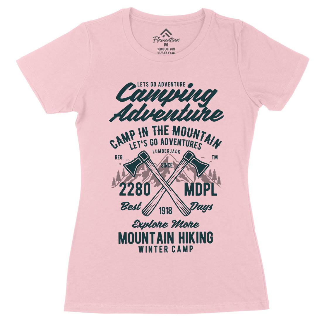 Camping Adventure Womens Organic Crew Neck T-Shirt Nature B392