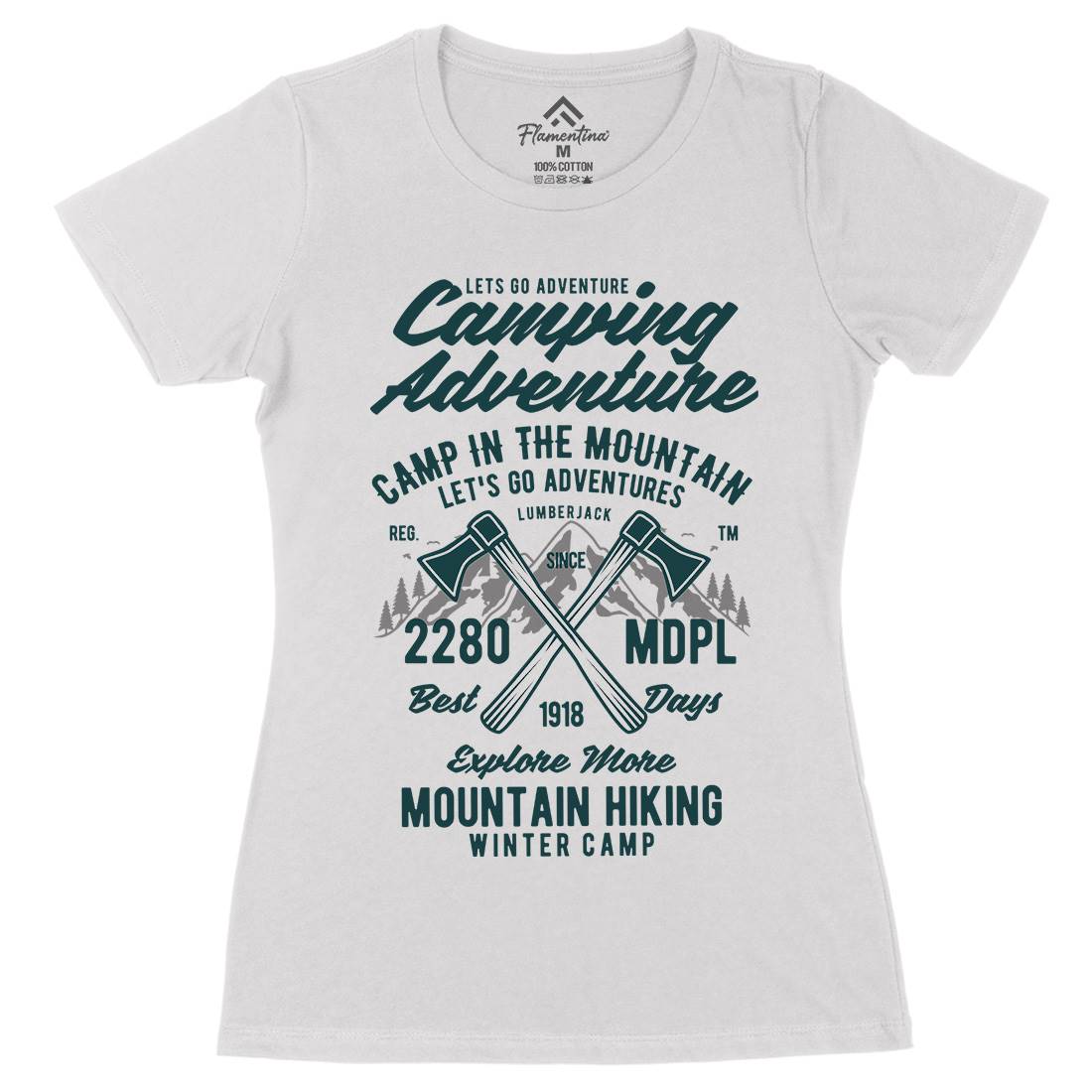 Camping Adventure Womens Organic Crew Neck T-Shirt Nature B392