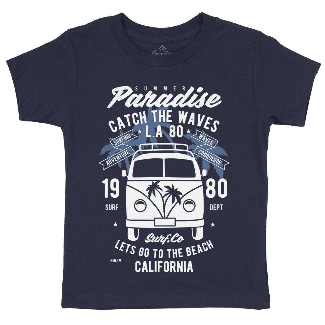 Catch The Waves Surfing Van Kids Organic Crew Neck T-Shirt Surf B393
