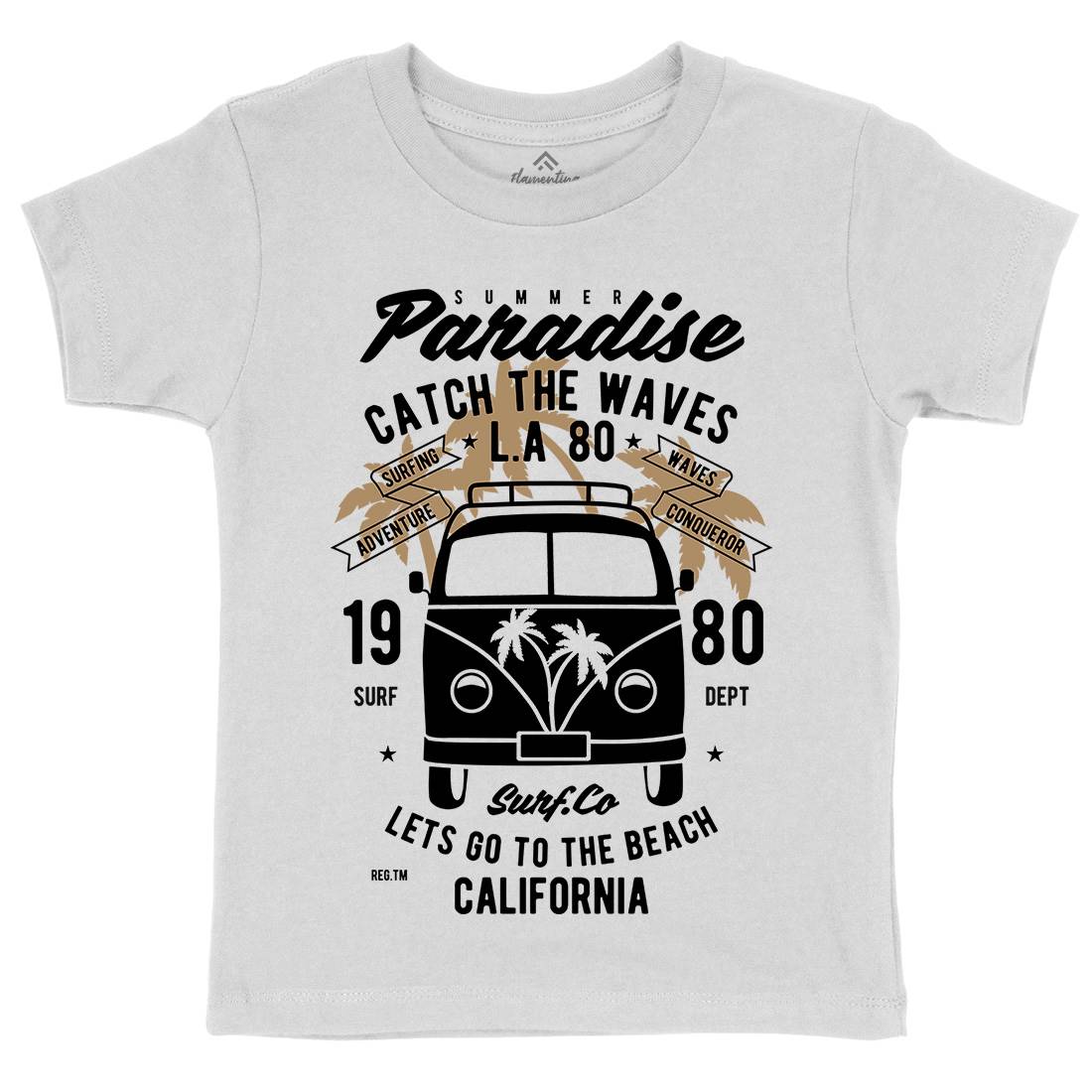 Catch The Waves Surfing Van Kids Crew Neck T-Shirt Surf B393