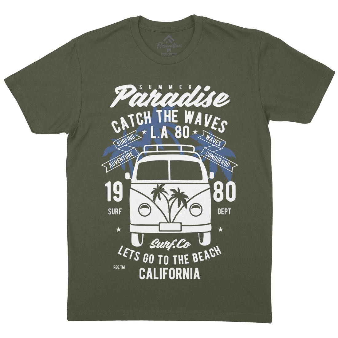 Catch The Waves Surfing Van Mens Crew Neck T-Shirt Surf B393