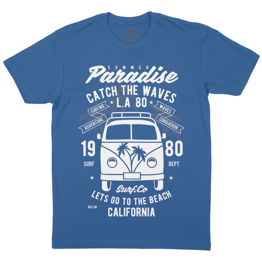 Catch The Waves Surfing Van Mens Organic Crew Neck T-Shirt Surf B393