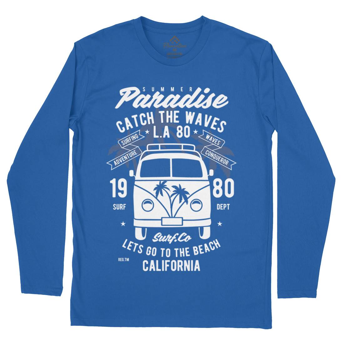 Catch The Waves Surfing Van Mens Long Sleeve T-Shirt Surf B393