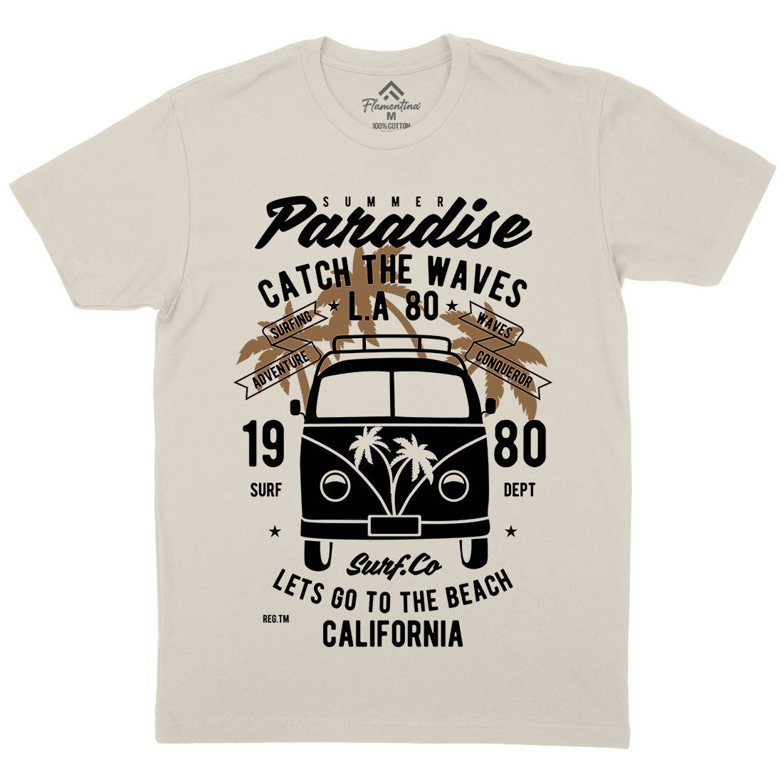 Catch The Waves Surfing Van Mens Organic Crew Neck T-Shirt Surf B393