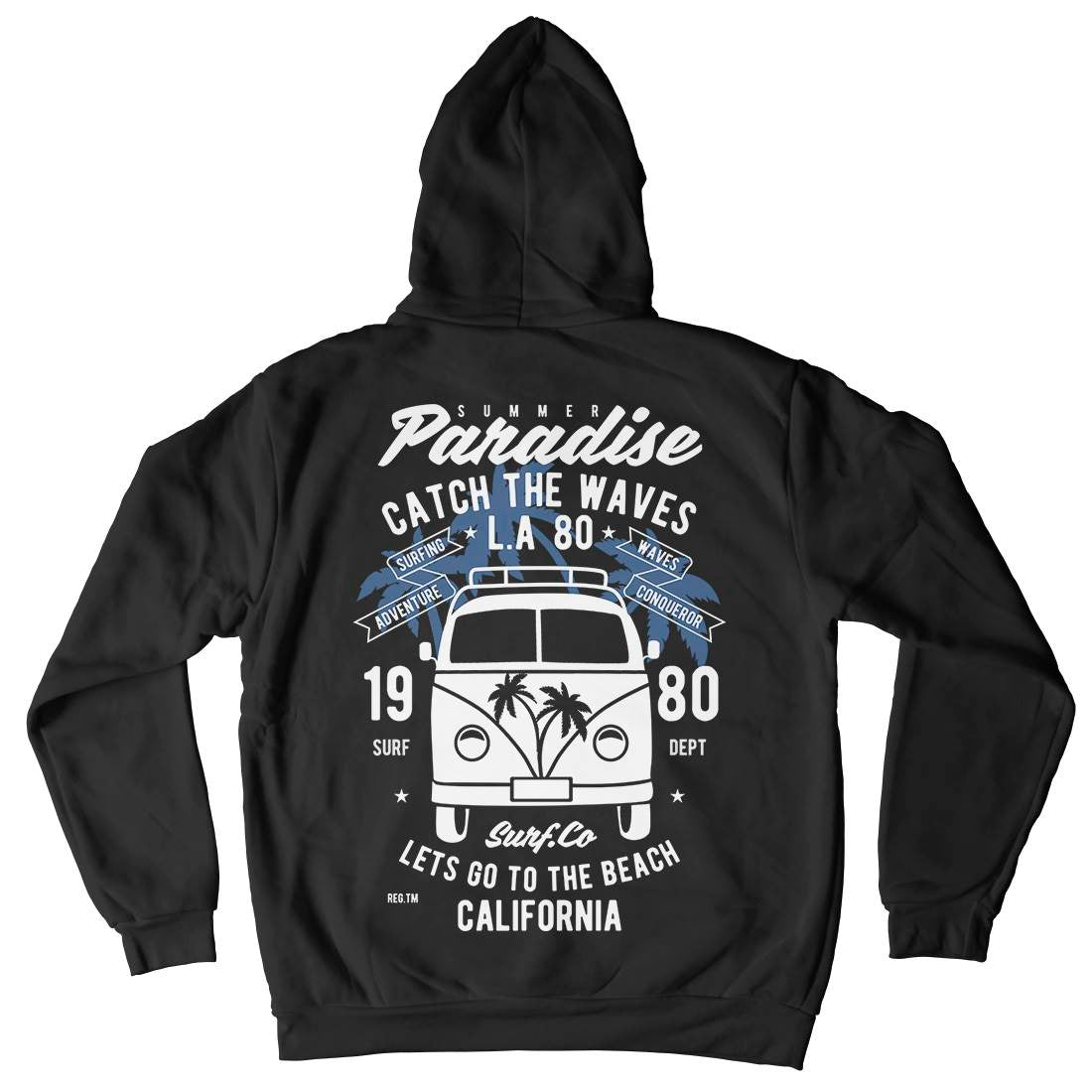 Catch The Waves Surfing Van Mens Hoodie With Pocket Surf B393